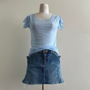 handmade light blue sheer mesh top